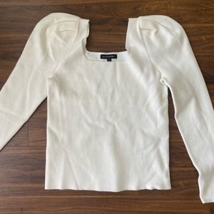 Puff sleeve white sweater